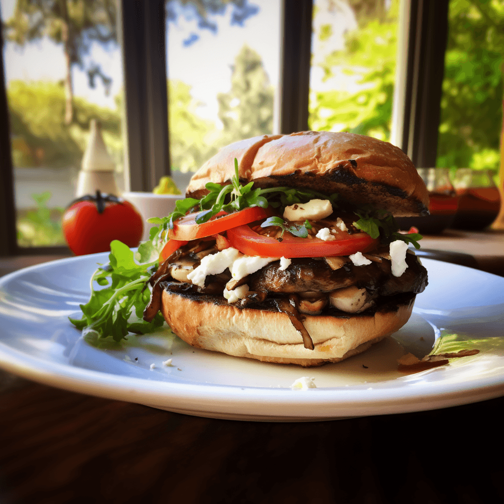 Mediterranean portobello mushroom burger